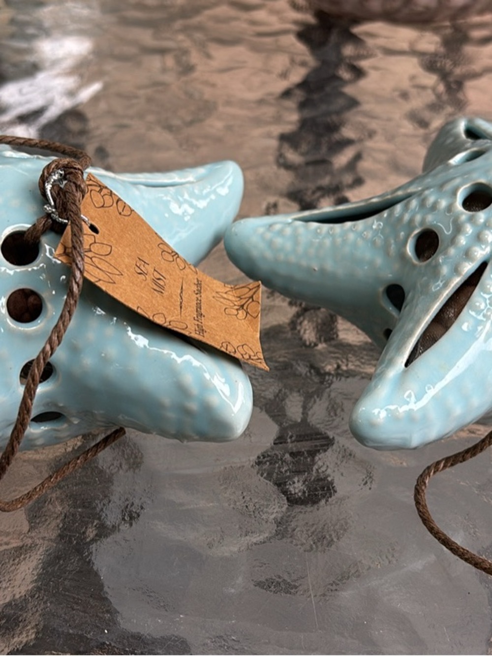 Ceramic Starfish Hanging Ornaments - Light Blue